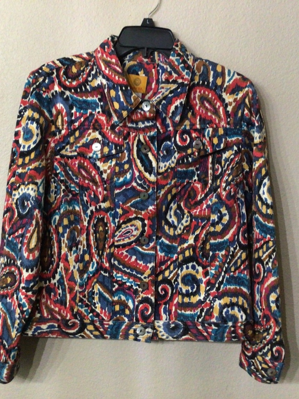 Ruby Rd Colorful denim like colorful jacket. Size 14. Excellent shape.